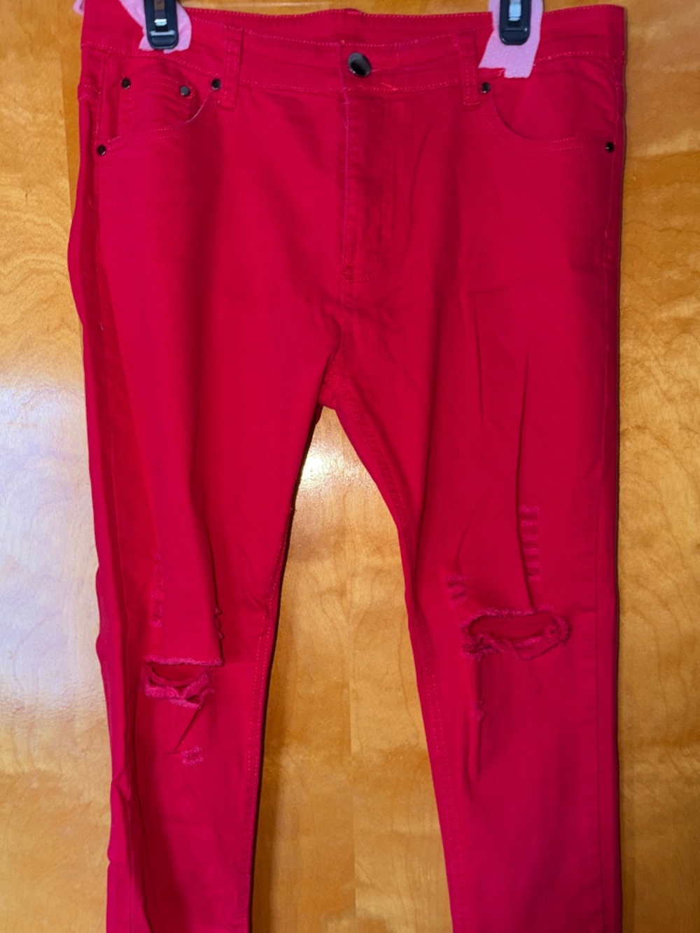 Mens 34 Waist Red Jeans - Brand Unknown